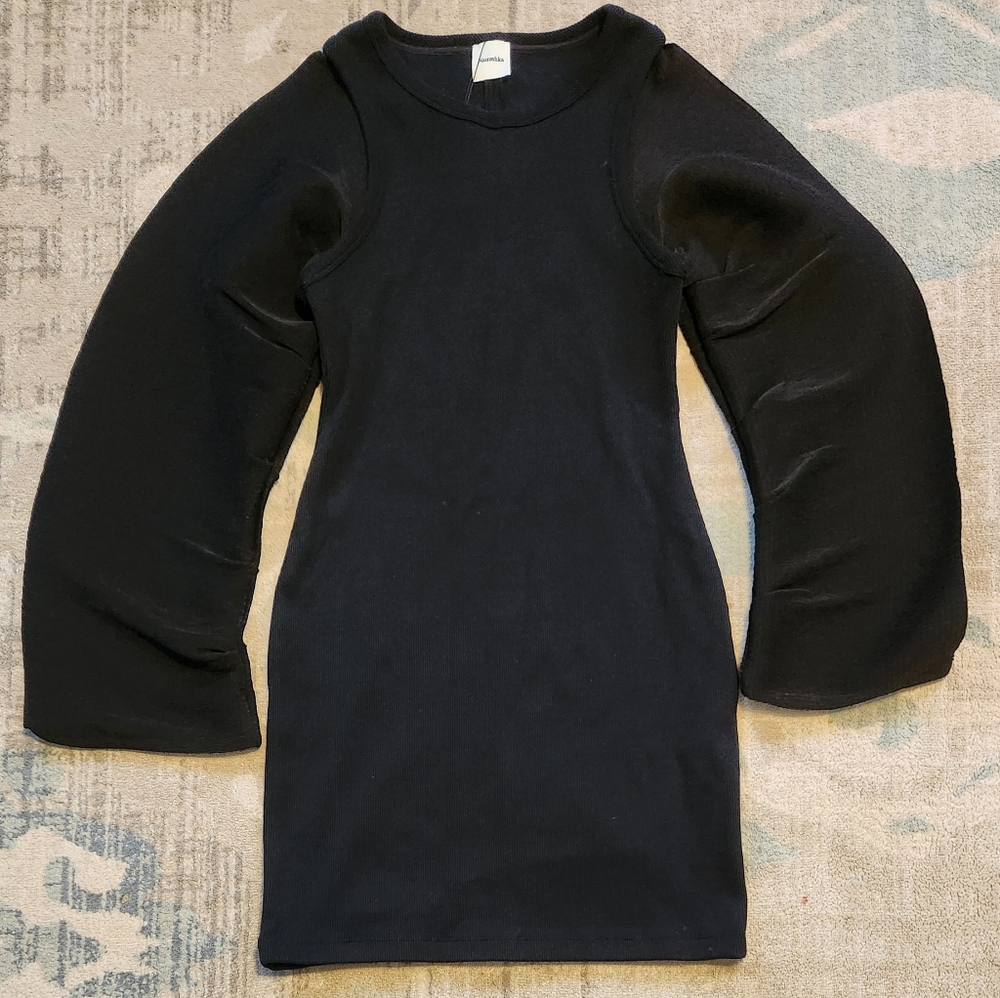 Nanushka Ariedna Rib Jersey Mini Dress. Black. Size Small. NWT